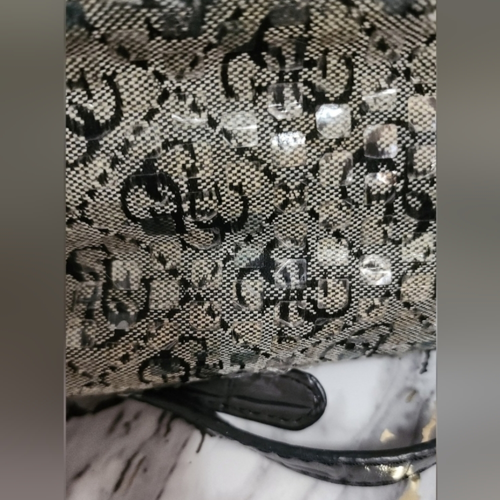 Vintage GUESS Gray and Black Monogram Sequin Mini Crossbody Bag - Picture 3 of 9